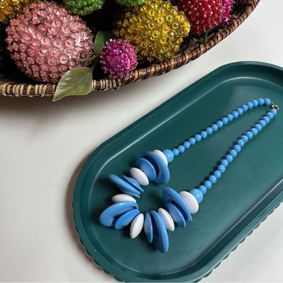 Vintage 70s Handmade Resin Plastic Bead Chunky Statement Necklace - Picture 2 of 4